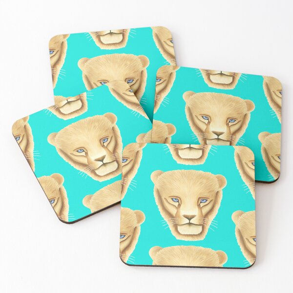 Item preview, Lion head portrait design teal background big cat unique gift present artwork designed and sold by Arniesart85.