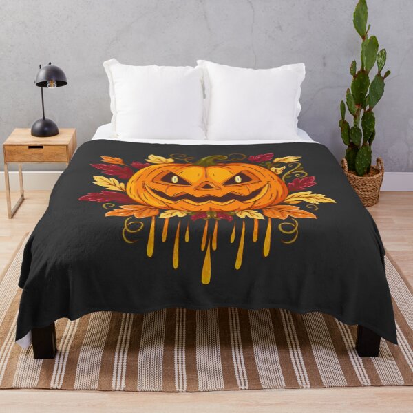 Item preview, Spooky Jack-O’-Lantern with Autumn Leaves and Dripping Glow designed and sold by Mariia Berezhna.