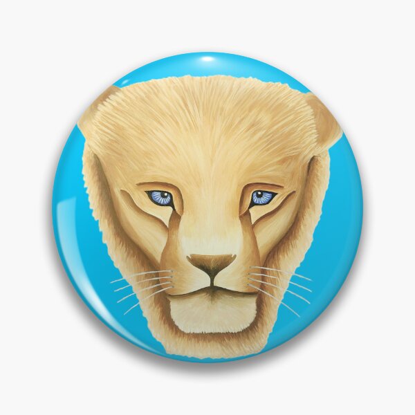 Item preview, Lion head portrait design sky blue background big cat unique gift present artwork designed and sold by Arniesart85.