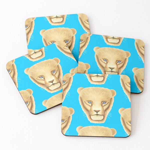 Item preview, Lion head portrait design sky blue background big cat unique gift present artwork designed and sold by Arniesart85.