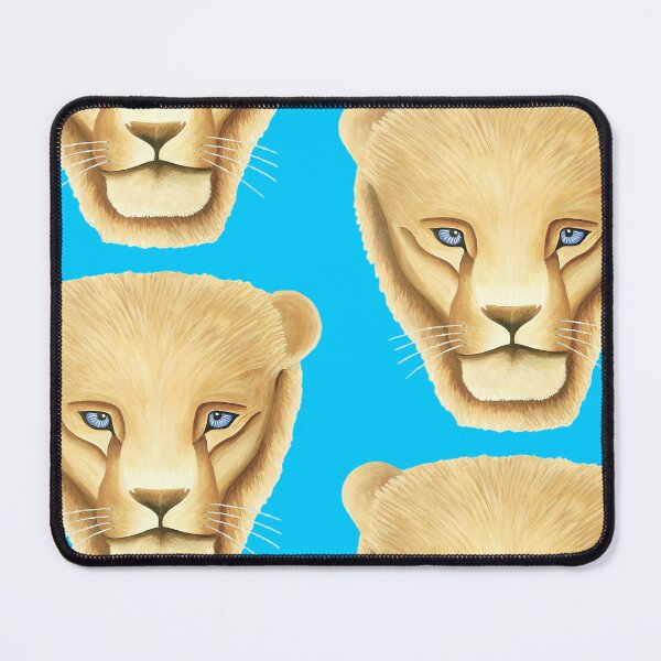 Item preview, Lion head portrait design sky blue background big cat unique gift present artwork designed and sold by Arniesart85.