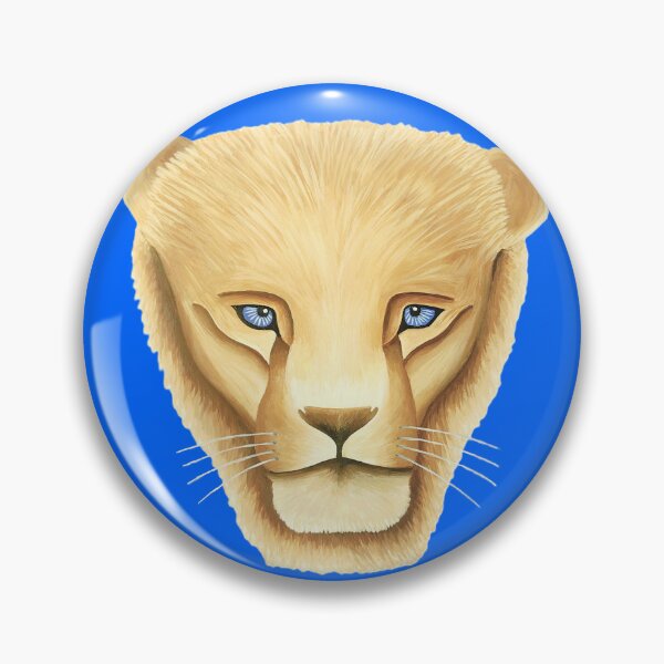 Item preview, Lion head portrait design cobalt blue background big cat unique gift present artwork designed and sold by Arniesart85.