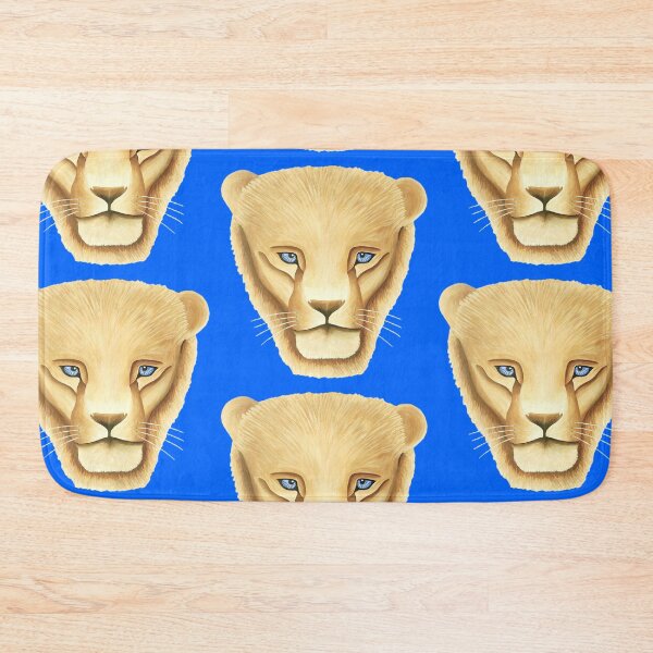 Item preview, Lion head portrait design cobalt blue background big cat unique gift present artwork designed and sold by Arniesart85.