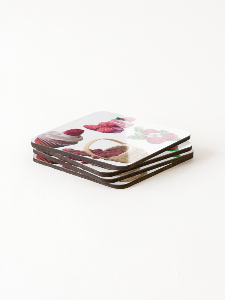 Thumbnail 4 of 5, Coasters (Set of 4), Raspberry Sticker Pack designed and sold by Letsgonjdevils0.
