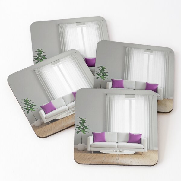 Artikelvorschau, Elegantes minimalistisches Wohnzimmer mit violetten Akzenten entworfen und verkauft von Clavivs.