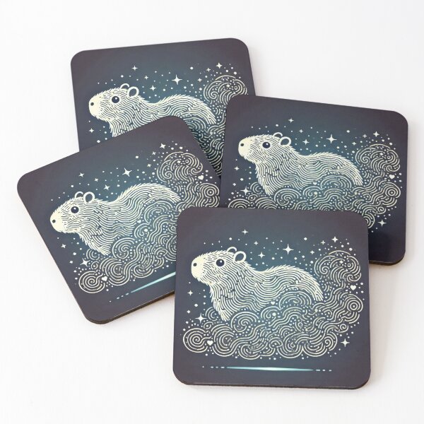 Item preview, Cute Cosmic Capybara Celestial Line Art designed and sold by BigBlueArt.