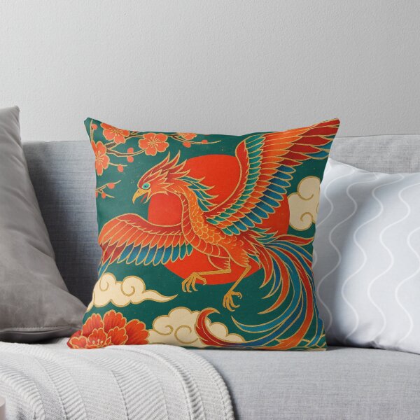 Item preview, Phoenix Over Rising Sun – Vibrant Japanese Phoenix & Sakura Illustration designed and sold by Planthem.