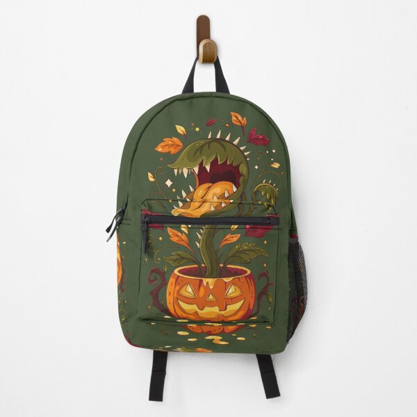 Item preview, Carnivorous Halloween Plant Rising from Jack-O’-Lantern with Autumn Leaves designed and sold by Mariia Berezhna.