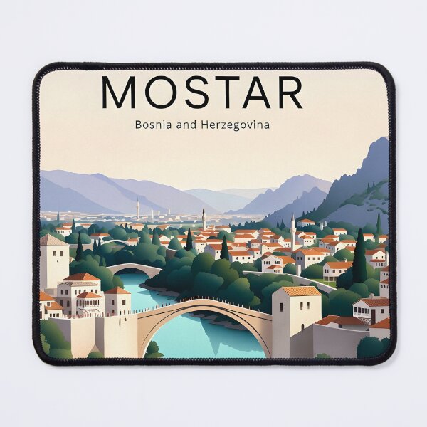Item preview, Ai Illustration Vintage Travel Poster of Mostar – Timeless Stari Most & Neretva River Beauty designed and sold by TrendSh0p.