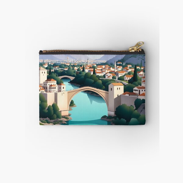Item preview, Ai Illustration Vintage Travel Poster of Mostar – Timeless Stari Most & Neretva River Beauty designed and sold by TrendSh0p.