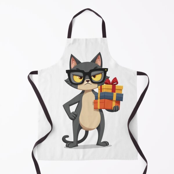 Item preview, Cool Grumpy Christmas Cat With Glasses and Gift – Funny Holiday Cartoon by Vivo Studio designed and sold by VivoStudio.