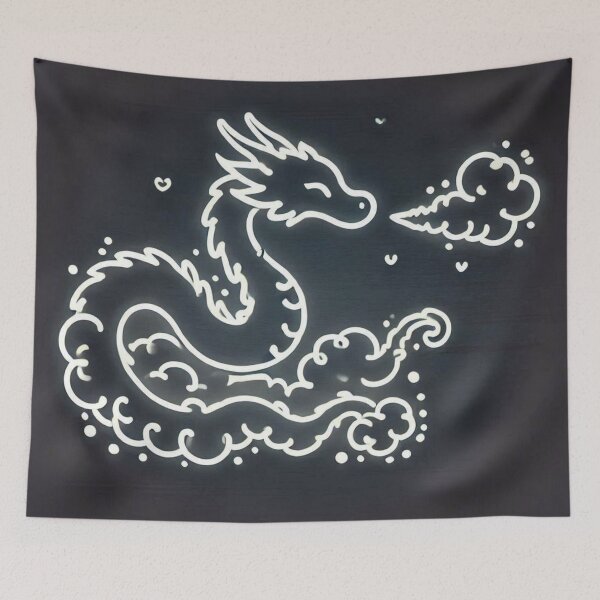 Item preview, Cute Neon Dragon Cloud Kawaii Line Art designed and sold by BigBlueArt.