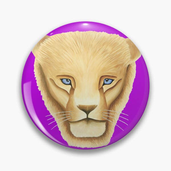 Item preview, Lion head portrait design lilac purple background big cat unique gift present artwork designed and sold by Arniesart85.