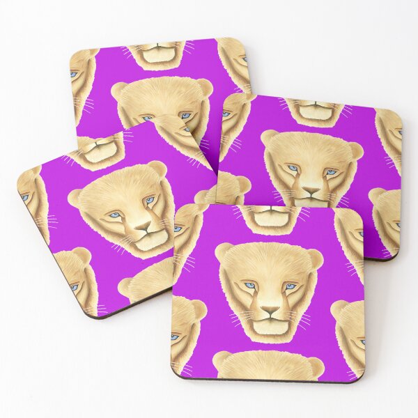 Item preview, Lion head portrait design lilac purple background big cat unique gift present artwork designed and sold by Arniesart85.