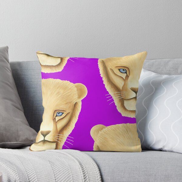 Item preview, Lion head portrait design lilac purple background big cat unique gift present artwork designed and sold by Arniesart85.