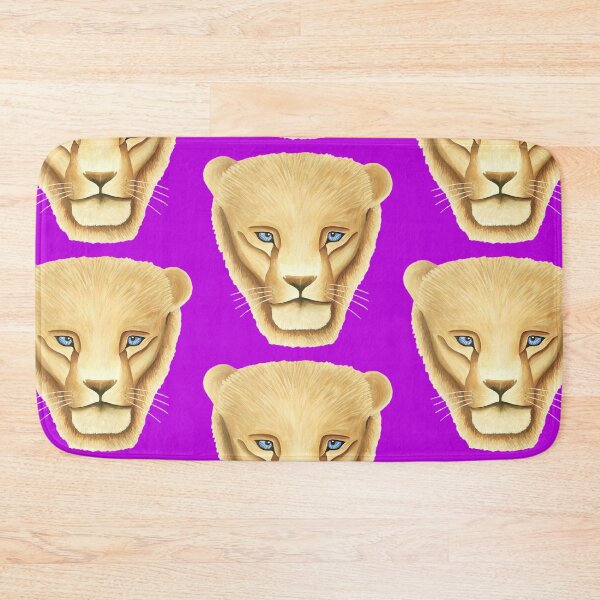 Item preview, Lion head portrait design lilac purple background big cat unique gift present artwork designed and sold by Arniesart85.