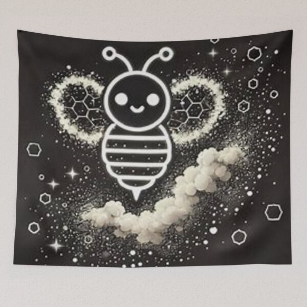 Item preview, Cute Space Bee Kawaii Honeycomb Art designed and sold by BigBlueArt.