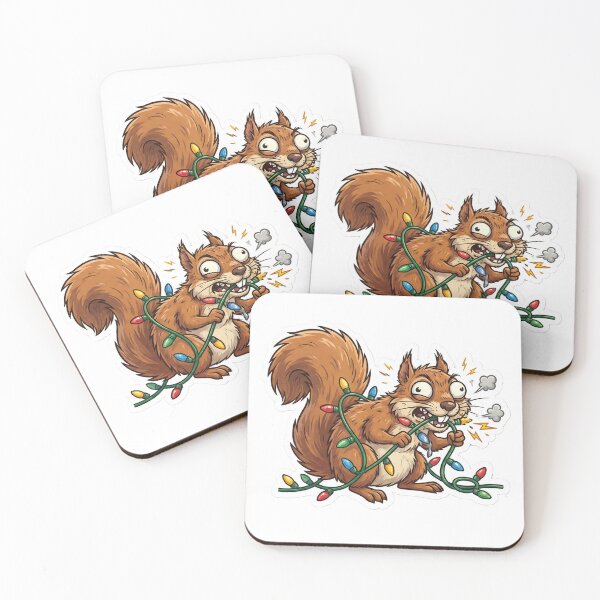 Item preview, Feral Squirrel Chewing Christmas Lights | Unhinged Holiday Disaster designed and sold by StickyGuys.