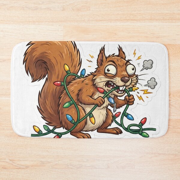 Item preview, Feral Squirrel Chewing Christmas Lights | Unhinged Holiday Disaster designed and sold by StickyGuys.