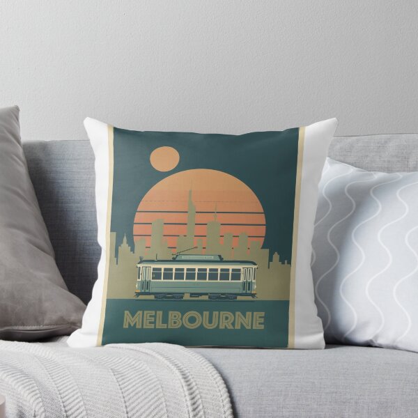 Item preview, Vintage Melbourne tram at sunset retro designed and sold by StormArte.