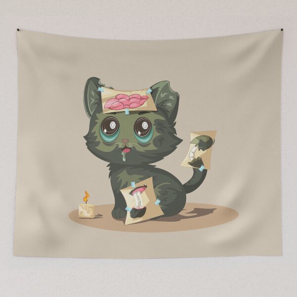 Item preview, Cute Zombie Cat With Cartoon Organs Halloween Art designed and sold by Mariia Berezhna.