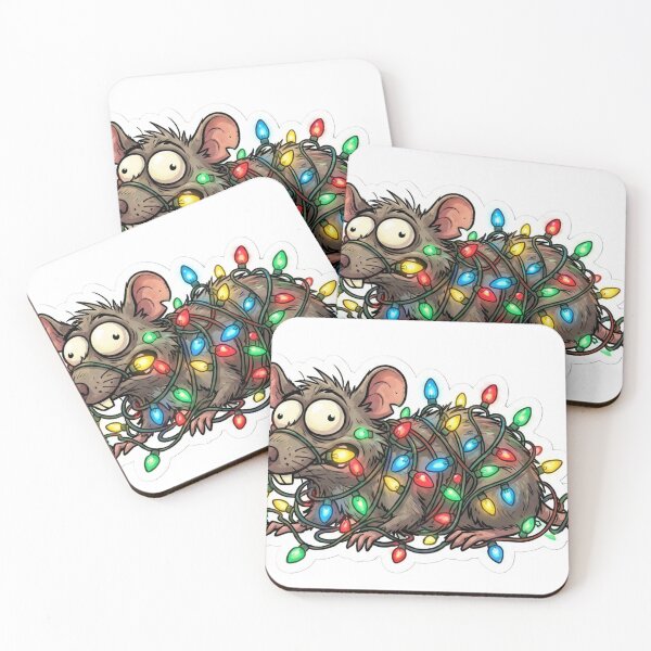Item preview, Feral Rat Tangled in Christmas Lights | Unhinged Holiday Meme designed and sold by StickyGuys.