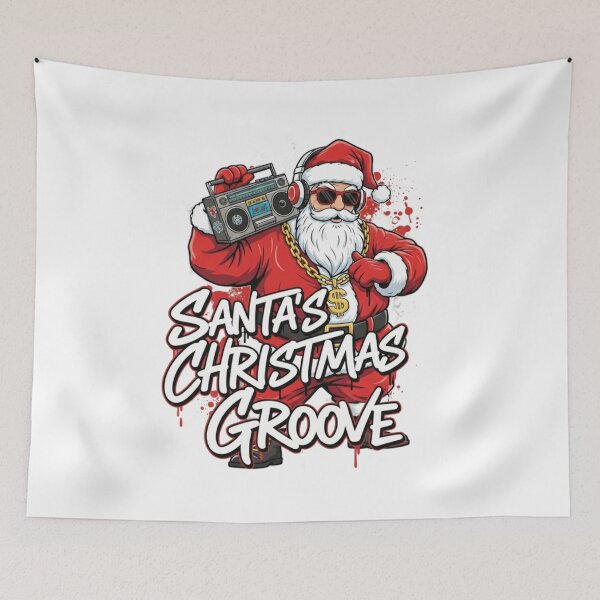 Item preview, Santa T-Shirt, Urban Retro Christmas Gift, Cool Grunge Santa Graphic Tee, Modern Holiday Streetwear Shirt designed and sold by KUKUYET.