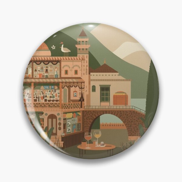 Item preview, Skopje vintage illustration with mountainous landscape designed and sold by StormArte.