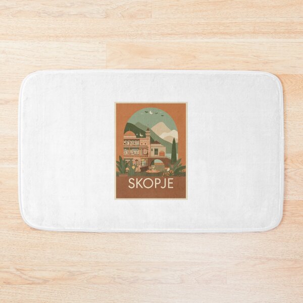 Item preview, Skopje vintage illustration with mountainous landscape designed and sold by StormArte.