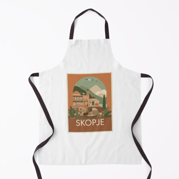 Item preview, Skopje vintage illustration with mountainous landscape designed and sold by StormArte.