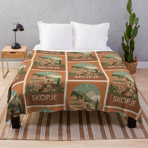 Item preview, Skopje vintage illustration with mountainous landscape designed and sold by StormArte.