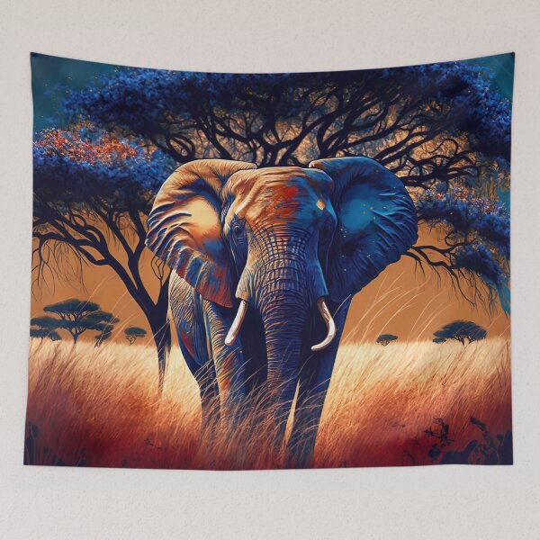 Item preview, High quality African Elephant  at the savanna canvas designed and sold by africrafarts.