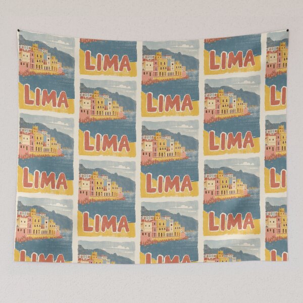 Item preview, Lima vintage coastal illustration in warm tones designed and sold by StormArte.