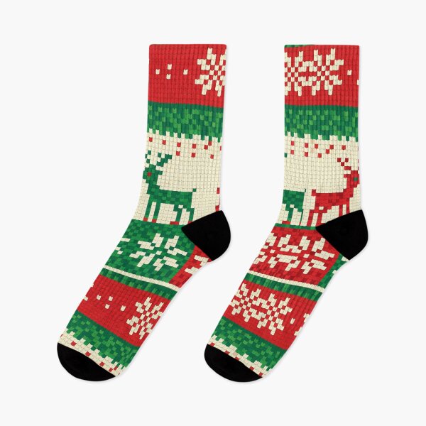 Item preview, Retro Knitted Reindeer Christmas Pattern – Red & Green Holiday Design designed and sold by FratddArtworks.