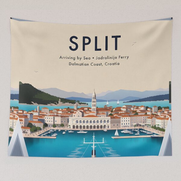 Item preview, Copy of Copy of Ai image of Split Riva Promenade Window View - Diocletian’s Palace Premium Travel Poster Art Print designed and sold by TrendSh0p.