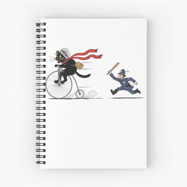 Item preview, Black Cat Riding Penny Farthing Escaping Police designed and sold by TeeARTHY.