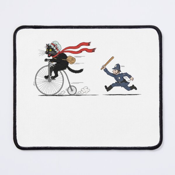 Item preview, Black Cat Riding Penny Farthing Escaping Police designed and sold by TeeARTHY.