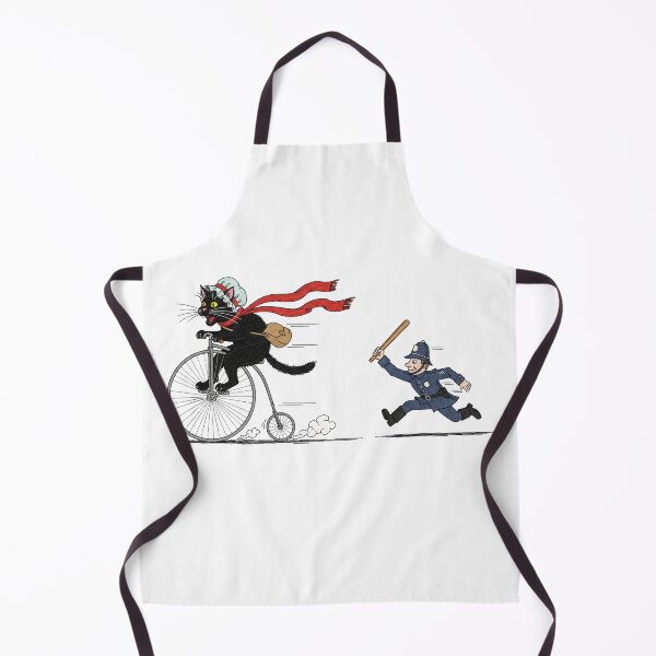 Item preview, Black Cat Riding Penny Farthing Escaping Police designed and sold by TeeARTHY.