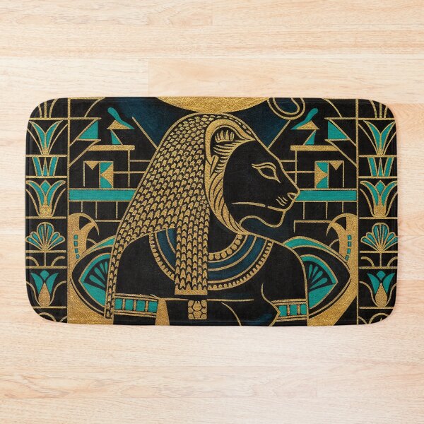 Item preview, Lioness Goddess Sekhmet Profile Bust | Egyptian Revival Art Deco Black and Gold | Luxury Gallery Art Print designed and sold by Vintage Poster Gallery.