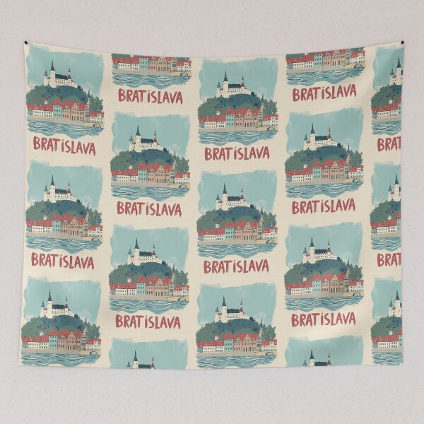 Item preview, Bratislava vintage illustration of the castle and city designed and sold by StormArte.