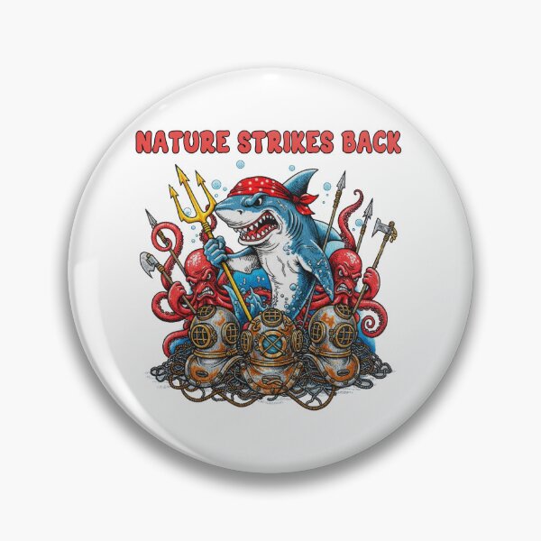 Item preview, Nature Strikes Back shark Ocean Revenge Tattoo Style designed and sold by TeeARTHY.