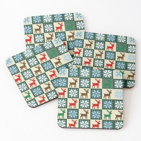 Item preview, Pixel Reindeer & Snowflake Christmas Pattern – Cozy Knitted Holiday Design designed and sold by FratddArtworks.