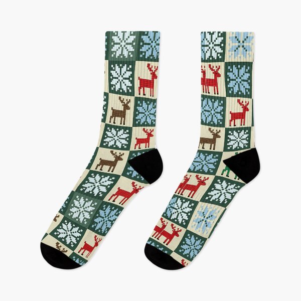 Item preview, Pixel Reindeer & Snowflake Christmas Pattern – Cozy Knitted Holiday Design designed and sold by FratddArtworks.