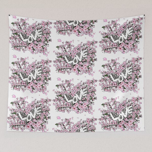 Item preview, Cherry Blossoms with a heart and Love in the middle- white designed and sold by -short- & EPIC shop.