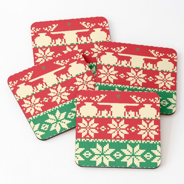 Item preview, Classic Knitted Reindeer & Snowflake Christmas Pattern – Red & Green Holiday Design designed and sold by FratddArtworks.