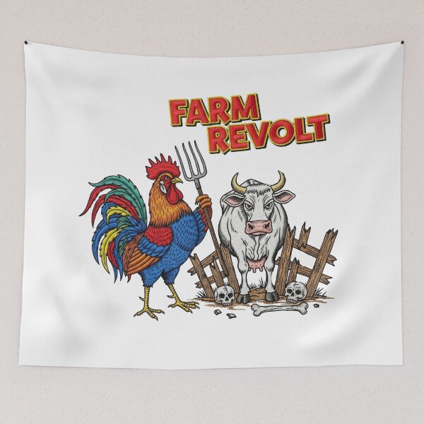 Item preview, Farm Revolt Rooster and Cow Animal Uprising designed and sold by TeeARTHY.