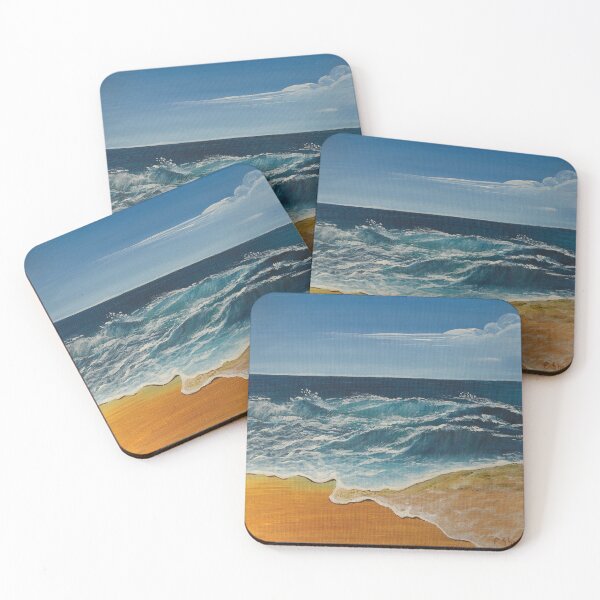 Item preview, Waves breaking on a golden beach designed and sold by Poppy5000.