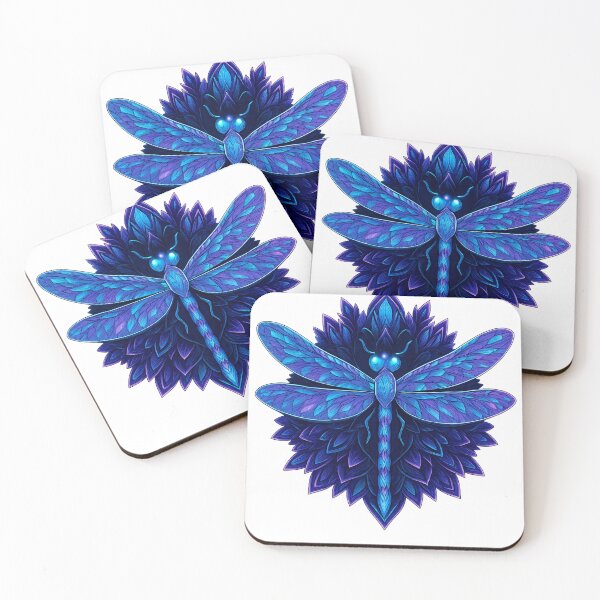 Item preview, Crystal Dragonfly – Neon Blue Fantasy Insect Art | Mystic Glow Symmetric Design designed and sold by GoldenDreamGallery.