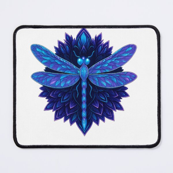Item preview, Crystal Dragonfly – Neon Blue Fantasy Insect Art | Mystic Glow Symmetric Design designed and sold by GoldenDreamGallery.