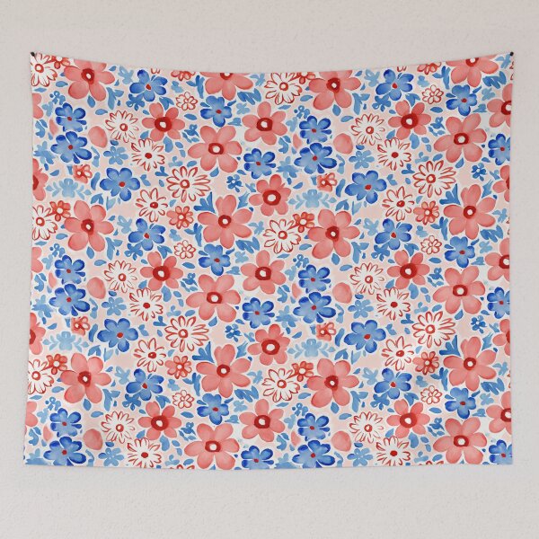 Item preview, Watercolor Daisy Floral Red White Blue Seamless Repeat designed and sold by Sharon Schwalbe.